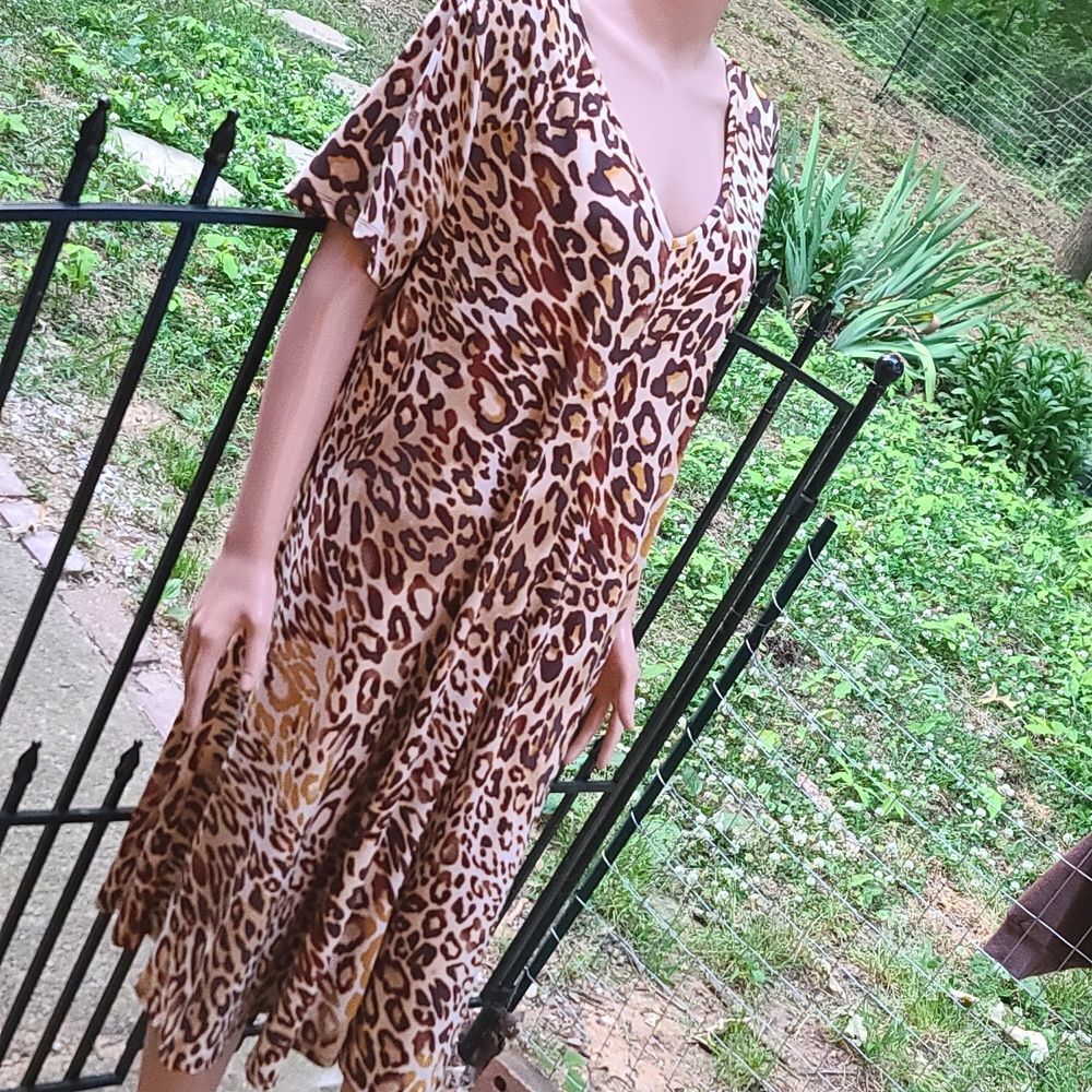 Roaman's Animal Print Mirror Vneck Dress